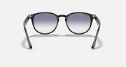 Black sunglasses with large round lenses and full frame, dark lens tint