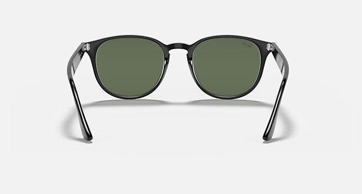 Ray-Ban RB4259F sunglasses with dark gray frame and green-tinted lenses, front view