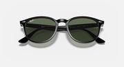 Ray-Ban RB4259F sunglasses with black frame and dark green lenses, front view