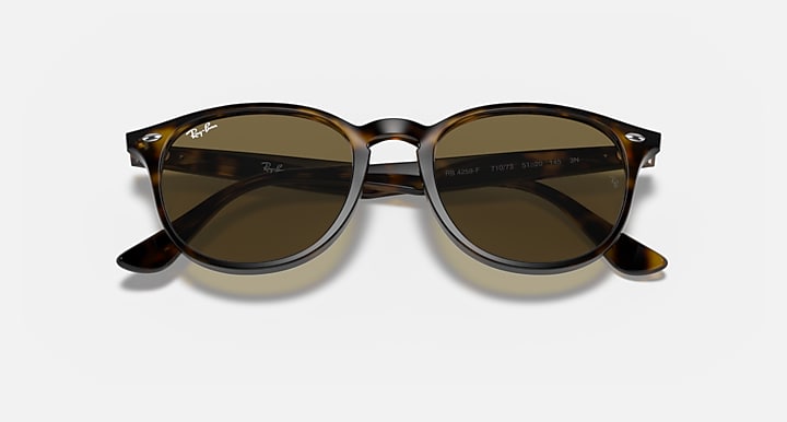 Ray-Ban RB4259F sunglasses with dark tortoise frame and brown-tinted lenses, front view