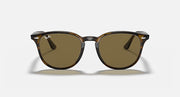 Ray-Ban RB4259F sunglasses with light havana frame and brown-tinted lenses, front view