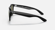 Black side-profile sunglasses with olive lenses and curved temples