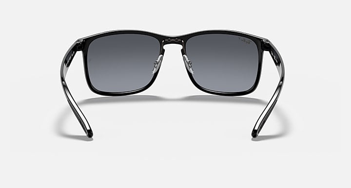 Ray-Ban square sunglasses with dark lenses and black frame, polarized look