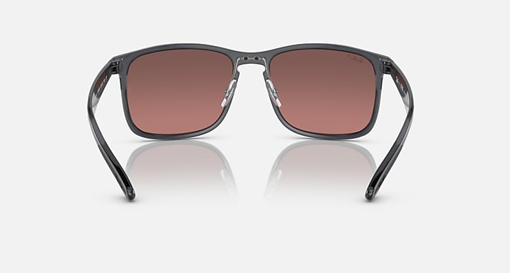 Ray-Ban square sunglasses with brown mirrored lenses and gray frame
