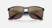 Ray-Ban square sunglasses, gray frame with green-brown mirrored polarized lenses