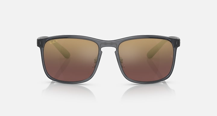Ray-Ban square sunglasses, gray frame with brown mirrored polarized lenses