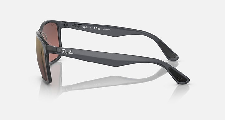 Ray-Ban side view sunglasses with gray frame and brown gradient mirrored lenses