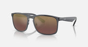 Ray-Ban square sunglasses with gray frame and brown gradient mirrored lenses