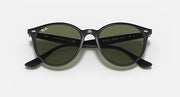 Ray-Ban RB4305F sunglasses, black frame with dark green lenses and curved details