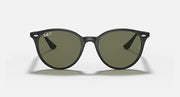 Ray-Ban RB4305F sunglasses, black frame with dark green lenses, front view