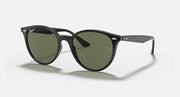 Ray-Ban RB4305F sunglasses, black frame with dark green lenses and round shape