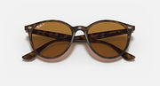 Ray-Ban RB4305F sunglasses, Light Havana frame with amber-brown lenses, front close view