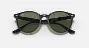 Black RB4305 sunglasses with green tinted lenses and angular top bar detail