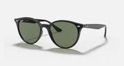 Black RB4305 sunglasses with green tinted round lenses and slim arms