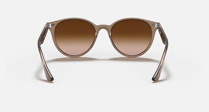 Ray-Ban RB4305 sunglasses front view with light havana frames and brown lenses