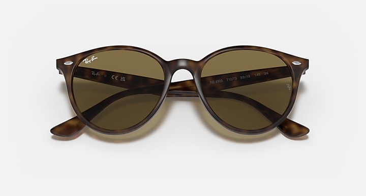 Light Havana RB4305 sunglasses with dark brown tinted round lenses, front view