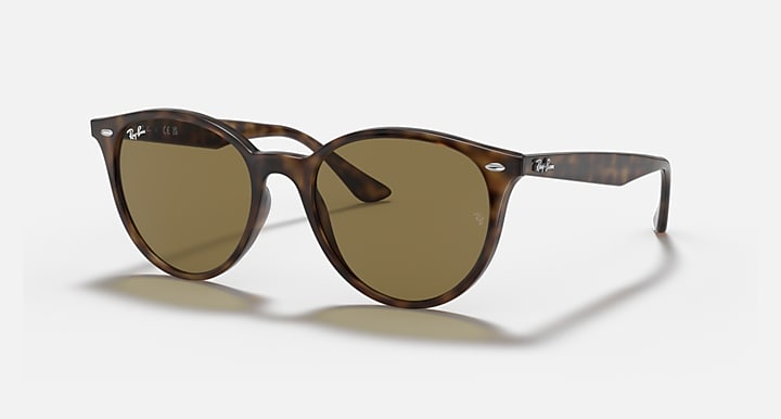 Light Havana RB4305 sunglasses with brown tinted round lenses and slim arms