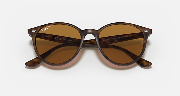 Ray-Ban RB4305 sunglasses with amber-brown lenses and tortoise patterned arms
