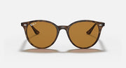 Ray-Ban RB4305 sunglasses, round amber-brown lenses, tortoise-style full rim frame