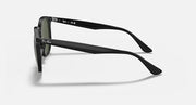 Ray-Ban hexagonal sunglasses with dark frames and green tinted lenses, side profile