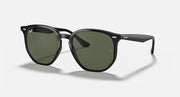 Ray-Ban hexagonal sunglasses with dark frames and green tinted lenses, full-rim style