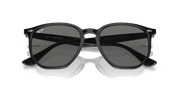 Ray-Ban hexagonal sunglasses with black frame and dark tinted lenses, front view