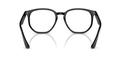 Ray-Ban hexagonal sunglasses with black frame and clear lenses, top-down view