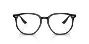 Ray-Ban hexagonal sunglasses with black frame and clear lenses, front view