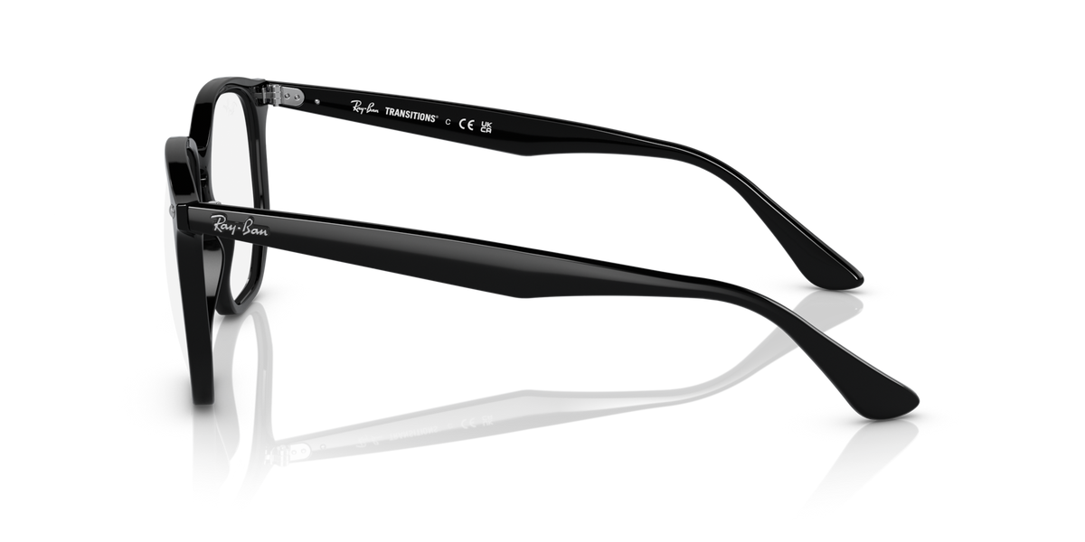 Ray-Ban hexagonal sunglasses side view with black frame and slim metal arms