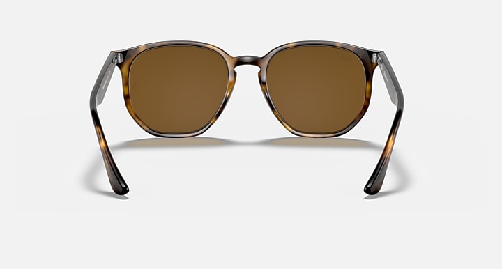 Ray-Ban hexagonal sunglasses with Havana frames and brown tinted lenses, front view