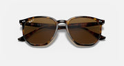 Ray-Ban hexagonal sunglasses with Havana frames and dark brown tinted lenses, front