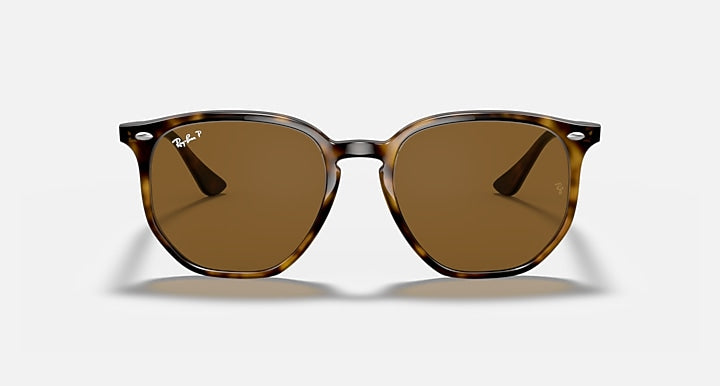 Ray-Ban hexagonal sunglasses with Havana frames and brown tinted lenses, front