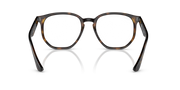 Ray-Ban hexagonal sunglasses with brown tortoise frame and clear lenses, top-down view