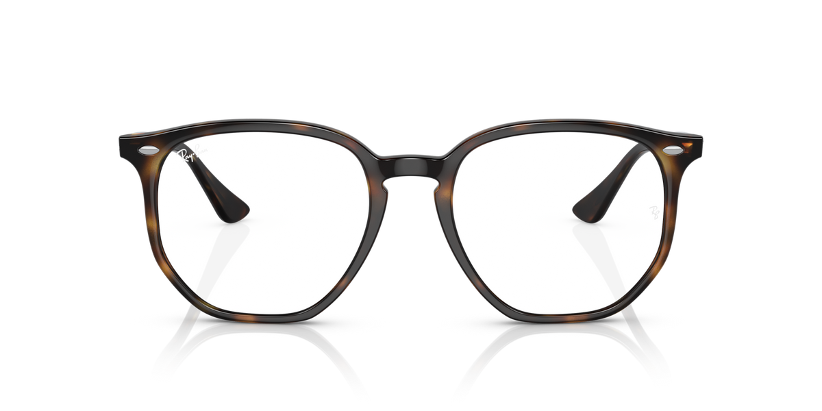 Ray-Ban hexagonal sunglasses with medium brown tortoise frame and clear lenses