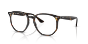 Ray-Ban hexagonal sunglasses with light brown tortoise frame and clear lenses, front view