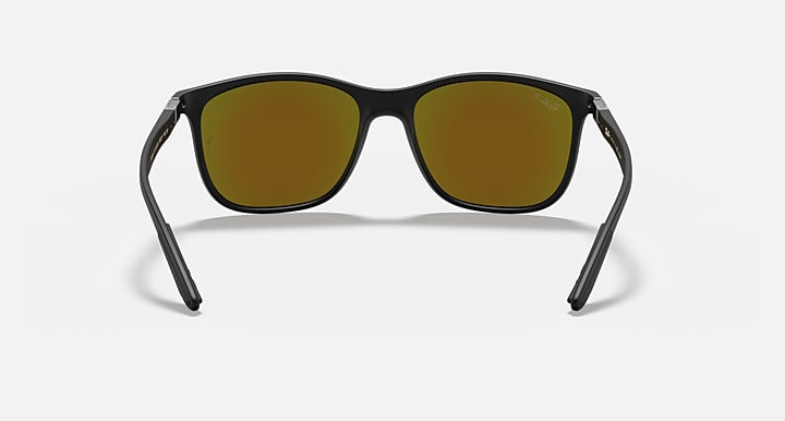 Ray-Ban Chromance sunglasses with black frame and amber mirrored lenses