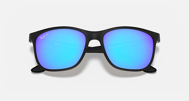 Ray-Ban Chromance sunglasses front view with blue mirrored lenses