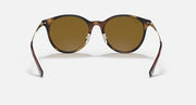 Light Havana round sunglasses with brown lenses and metal hinge detail