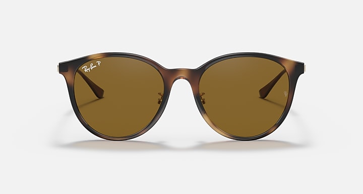 Light Havana round sunglasses with brown lenses, straight-on view