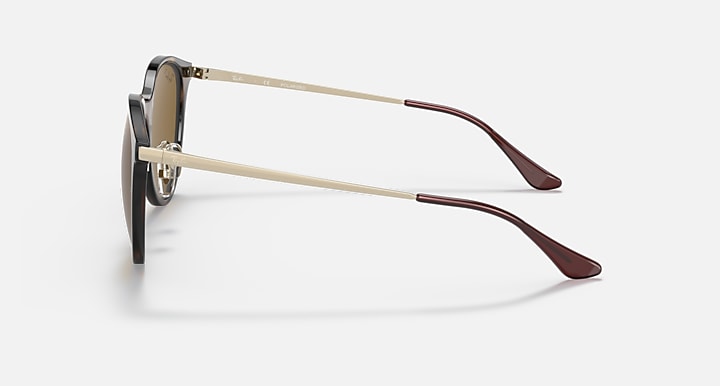 Light Havana sunglasses side view with brown lens and metal temples