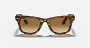 Ray-Ban Wayfarer sunglasses with amber lenses and light Havana frame front view