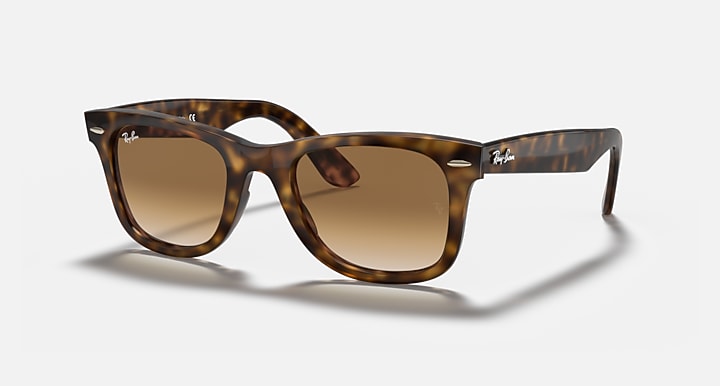 Ray-Ban Wayfarer sunglasses with amber lenses and light Havana frames