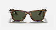Ray-Ban Wayfarer sunglasses with dark green lenses and light Havana frame front