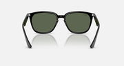Ray-Ban RB4362 sunglasses front view, green lenses with black angular frames