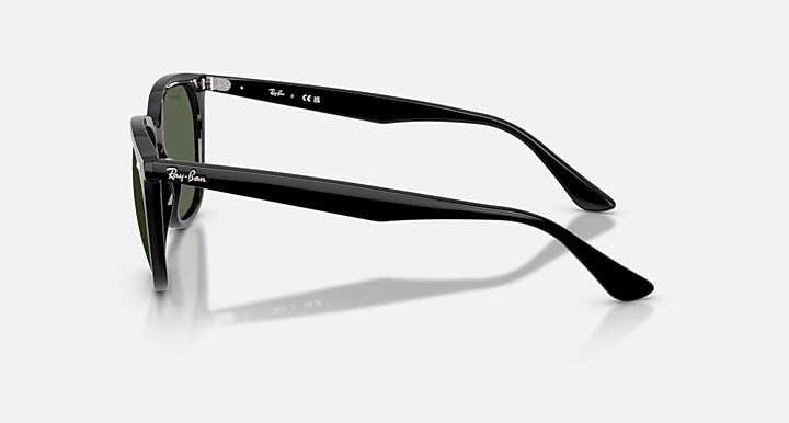 Ray-Ban RB4362 sunglasses side profile, black frame with green lenses