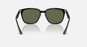 Ray-Ban RB4362 sunglasses front view, green lenses, black angular frame tips
