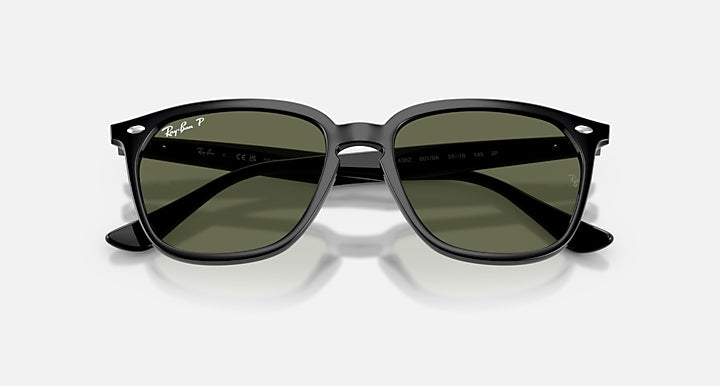 Ray-Ban RB4362 sunglasses front view, green tinted lenses with dark frame