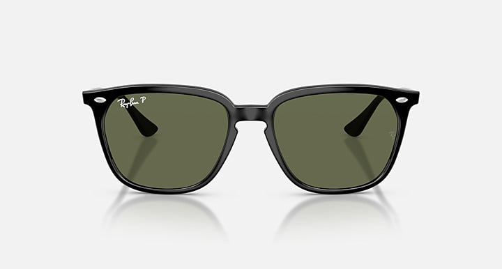 Ray-Ban RB4362 sunglasses front view, dark frames with green lenses