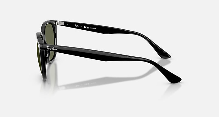 Ray-Ban RB4362 sunglasses side view, dark frame with green lenses
