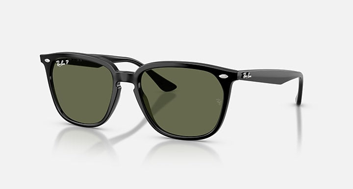 Ray-Ban RB4362 sunglasses, black frames and green tinted lenses, large size